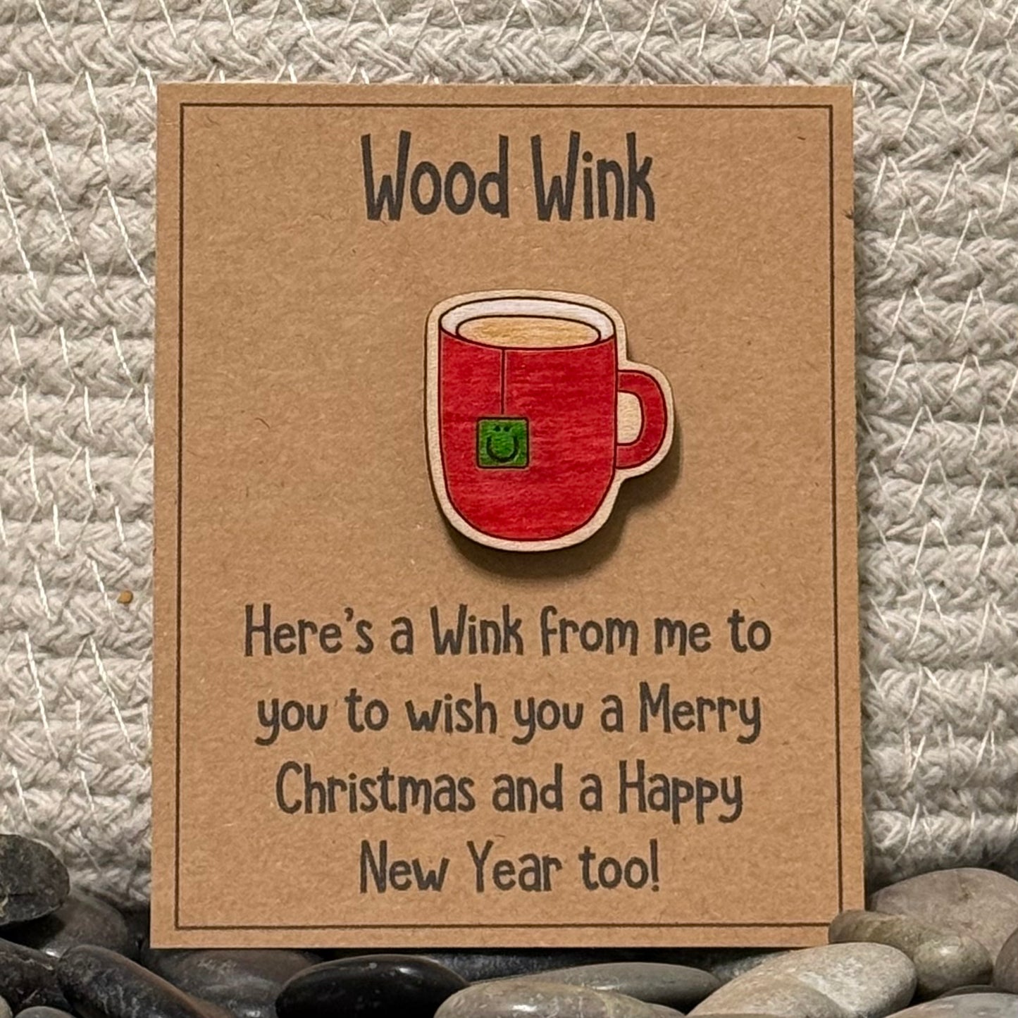 Wood Wink Christmas Teacup Holiday Hug Card