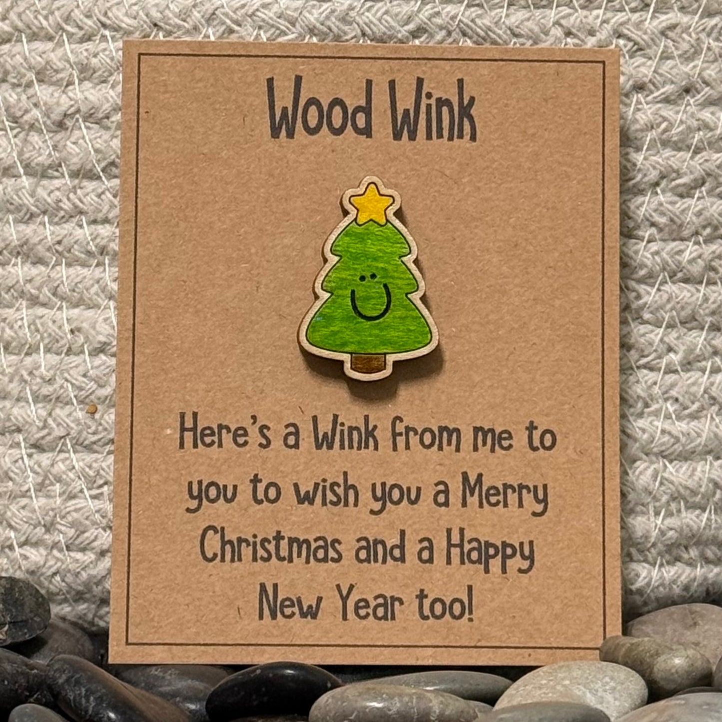 Wood Wink Christmas Tree Holiday Hug Card