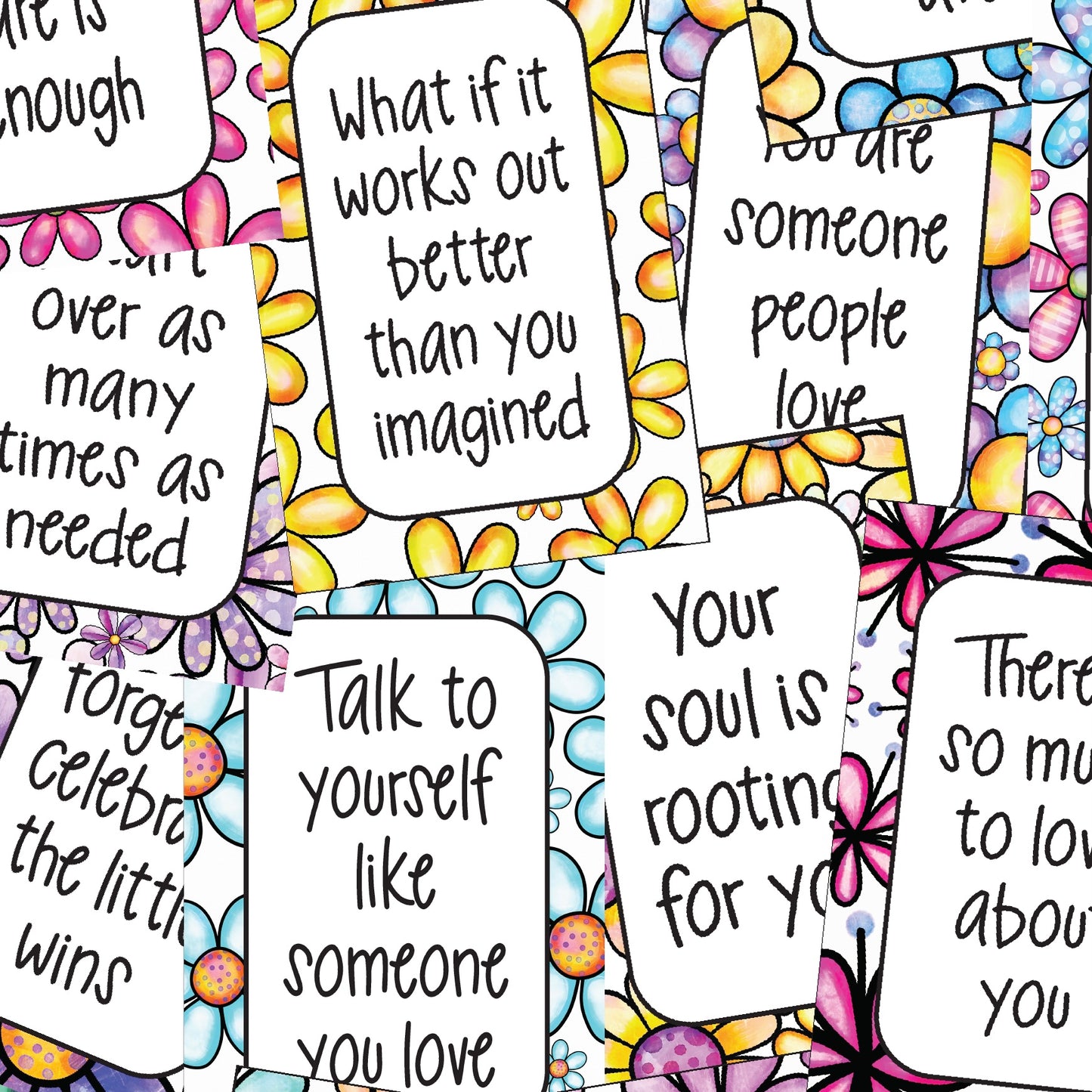 Floral Affirmation Cards - Digital Download