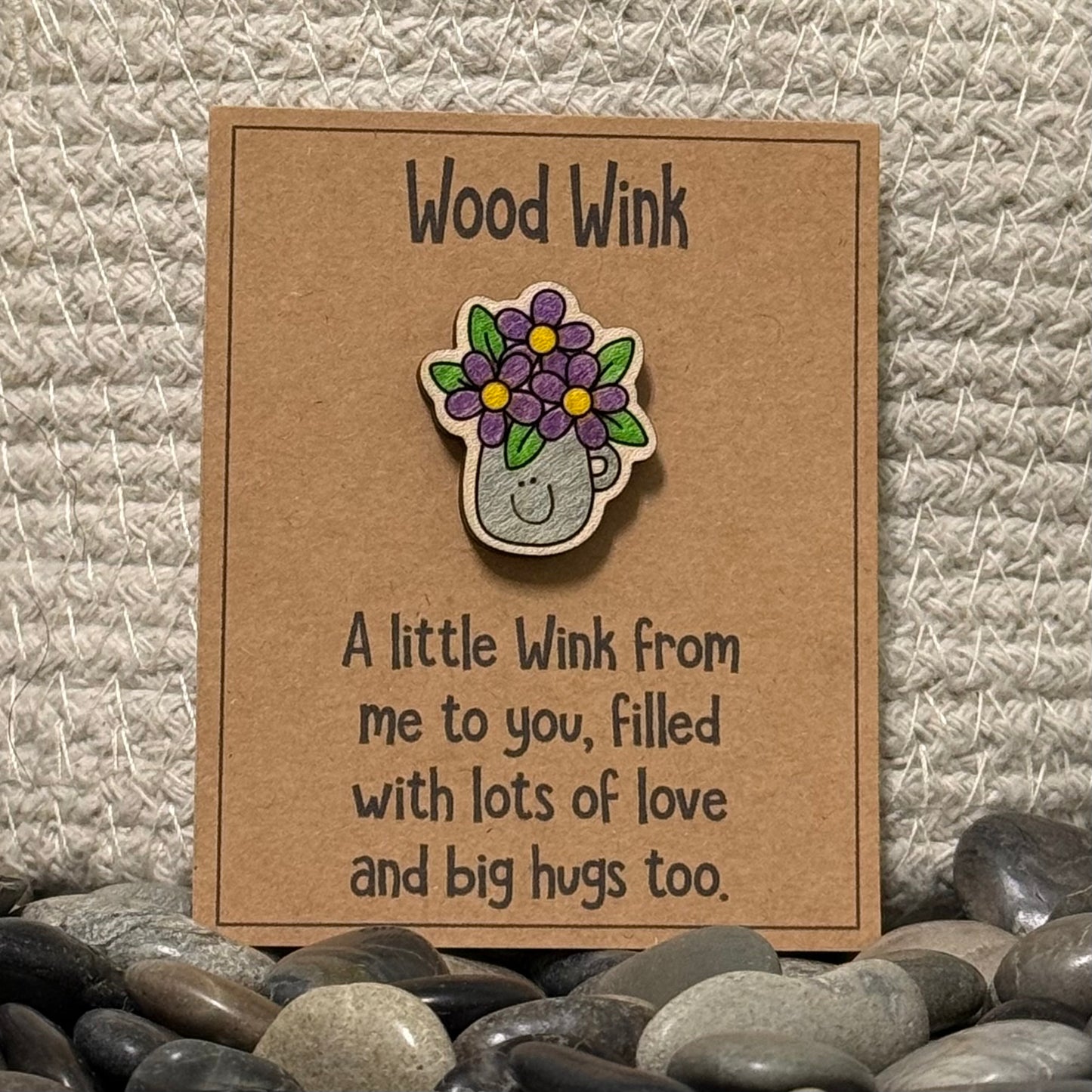 Wood Wink Floral Flower Jug Hug Card