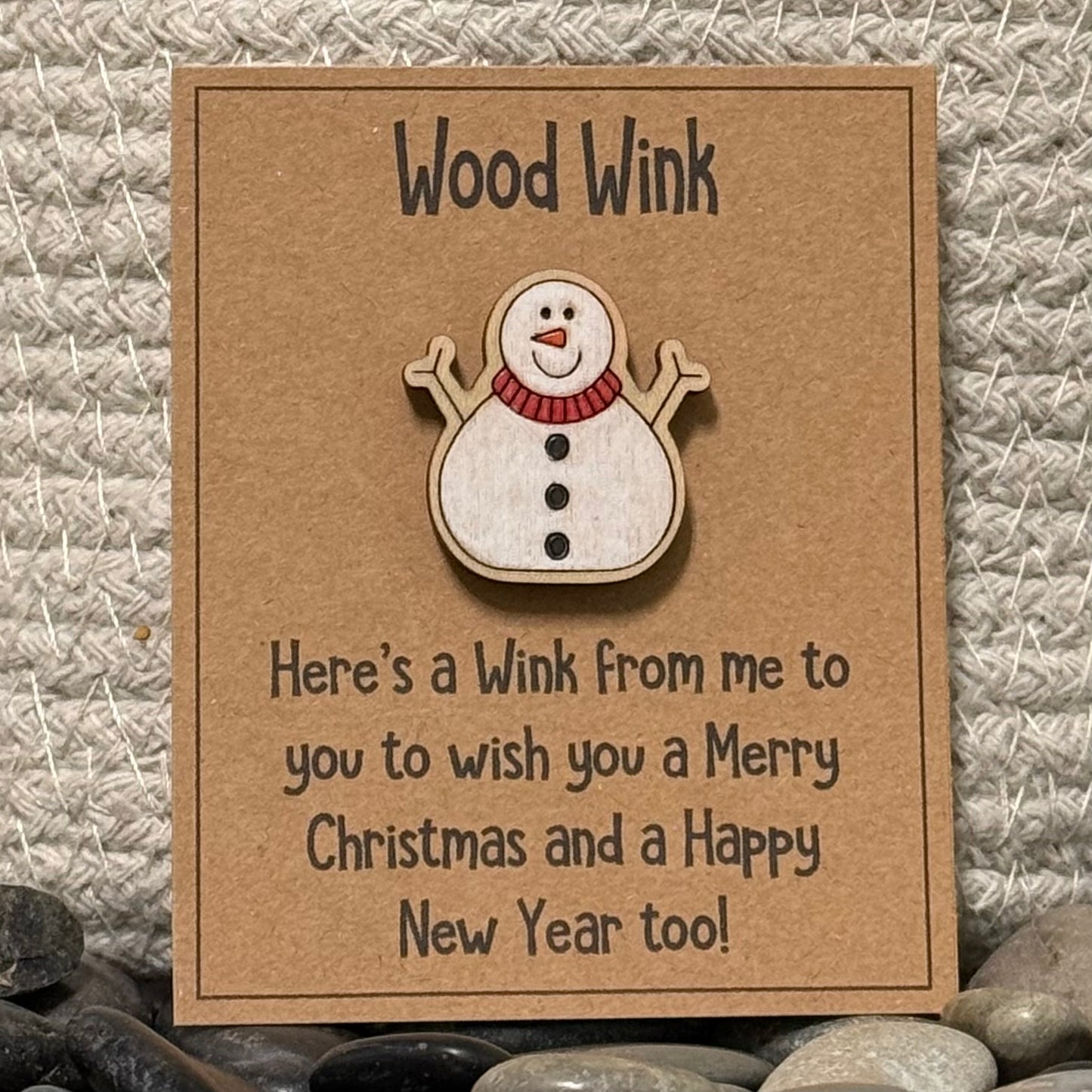 Wood Wink Christmas Snowman Holiday Hug Card