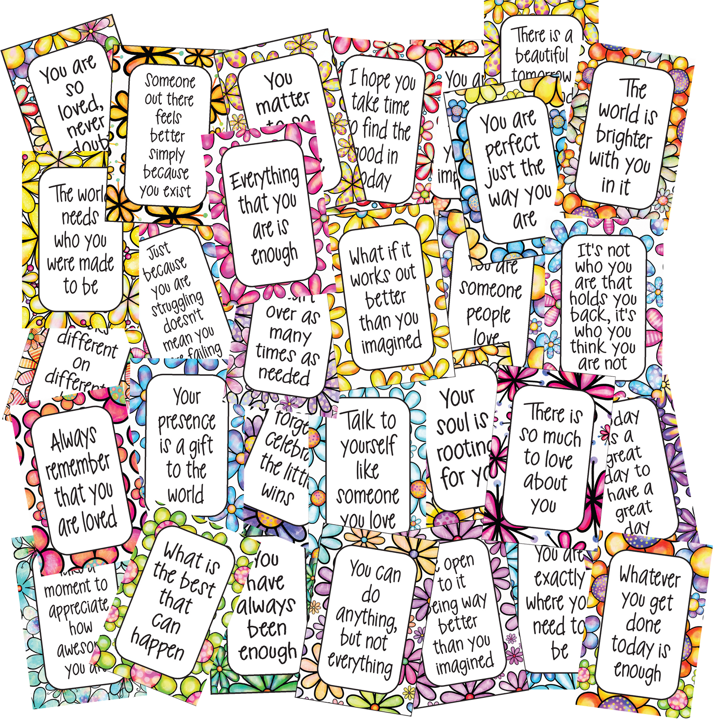 Floral Affirmation Cards - Digital Download