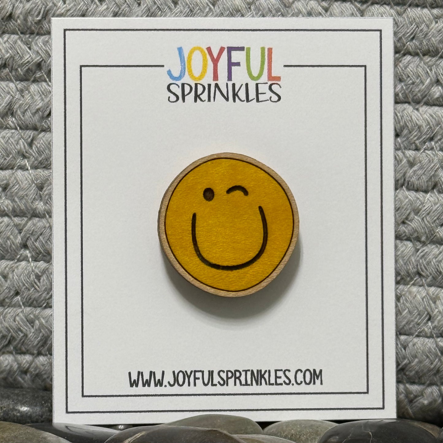 Wood Winking Face Magnet, Handcrafted