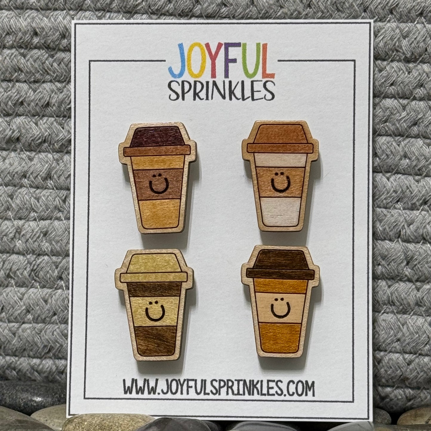 Wood Coffee Cup To-Go Magnet Set, Handcrafted