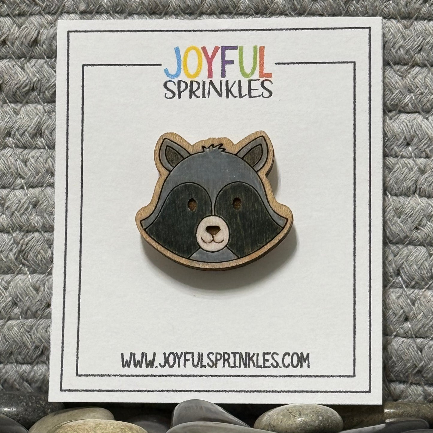 Wood Raccoon Magnet, Handcrafted