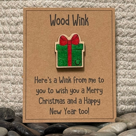 Wood Wink Christmas Gift Present Holiday Hug Card