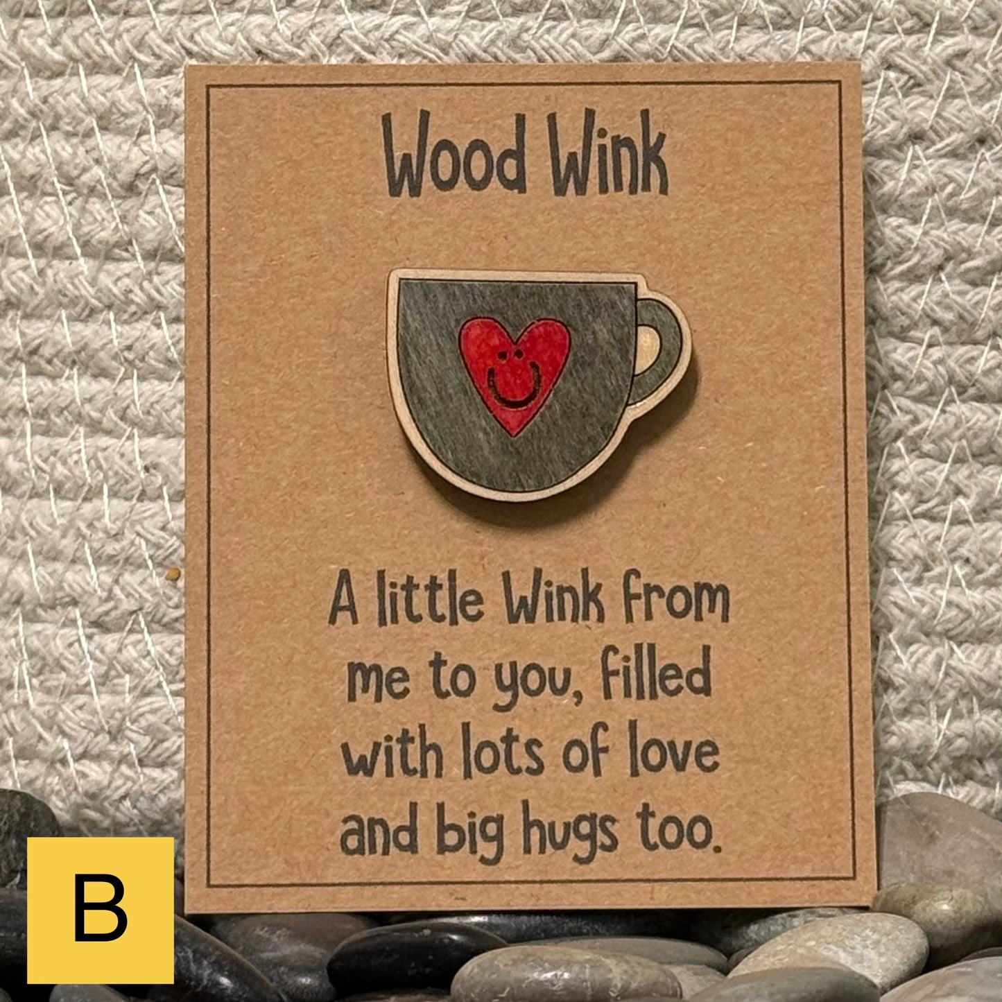 Wood Wink Heart Mug Coffee Hug Card Gift