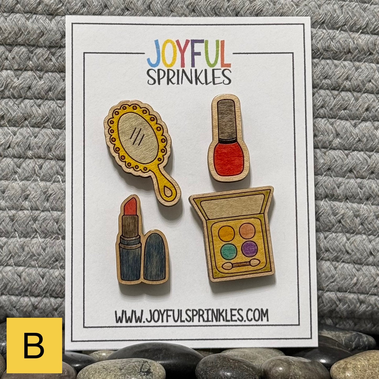 Wood Cosmetic Makeup Magnet Set, Handcrafted