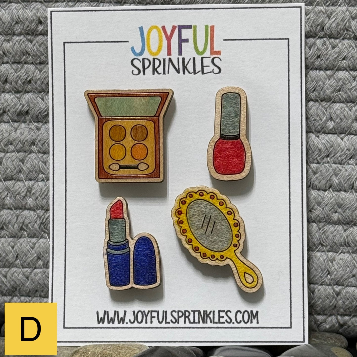 Wood Cosmetic Makeup Magnet Set, Handcrafted