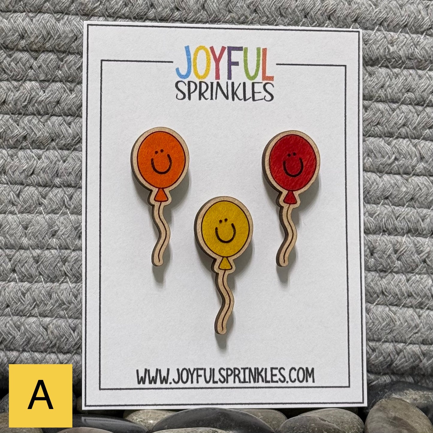 Wood Balloon Magnet Set, Handcrafted