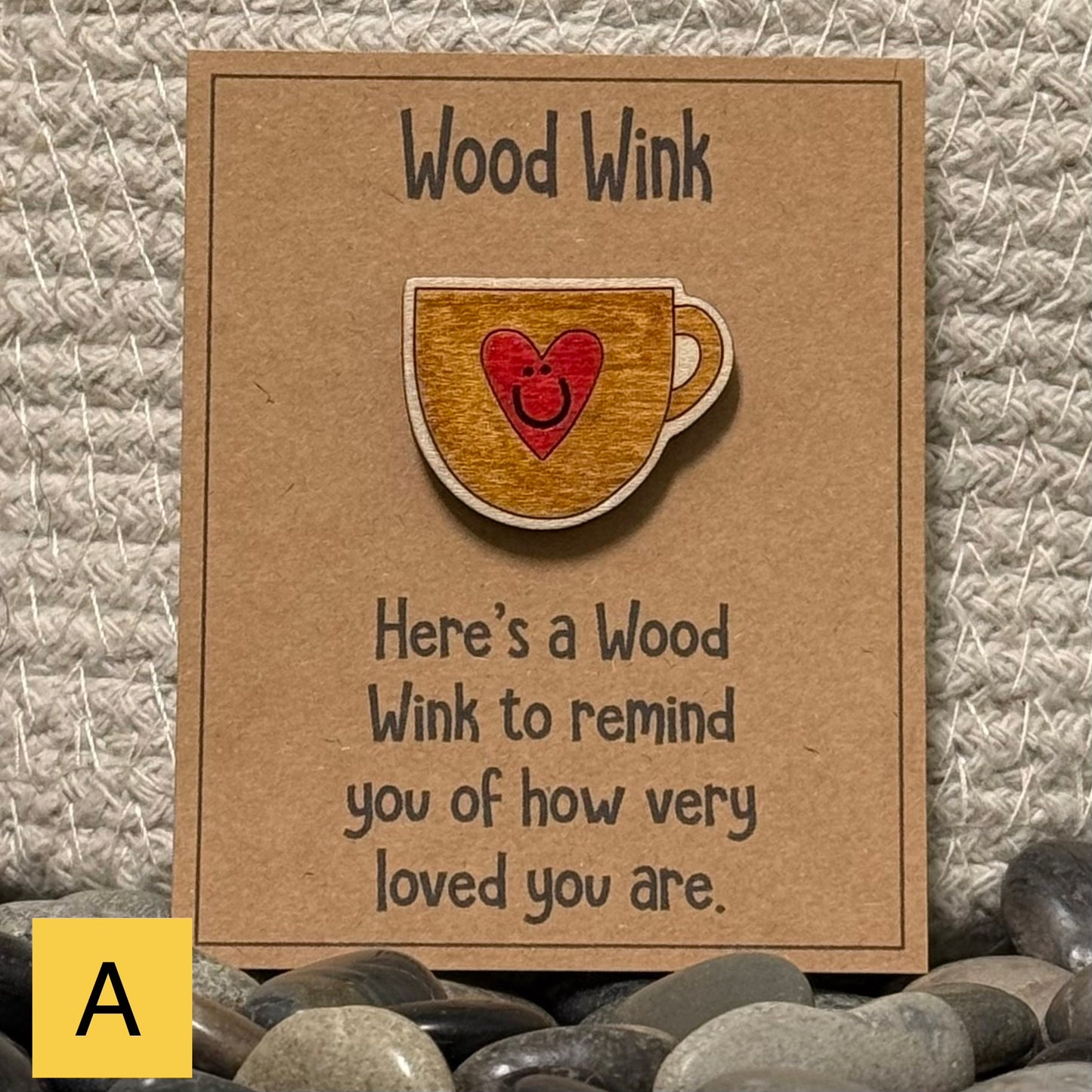Wood Wink Coffee Mug Hug Card Gift