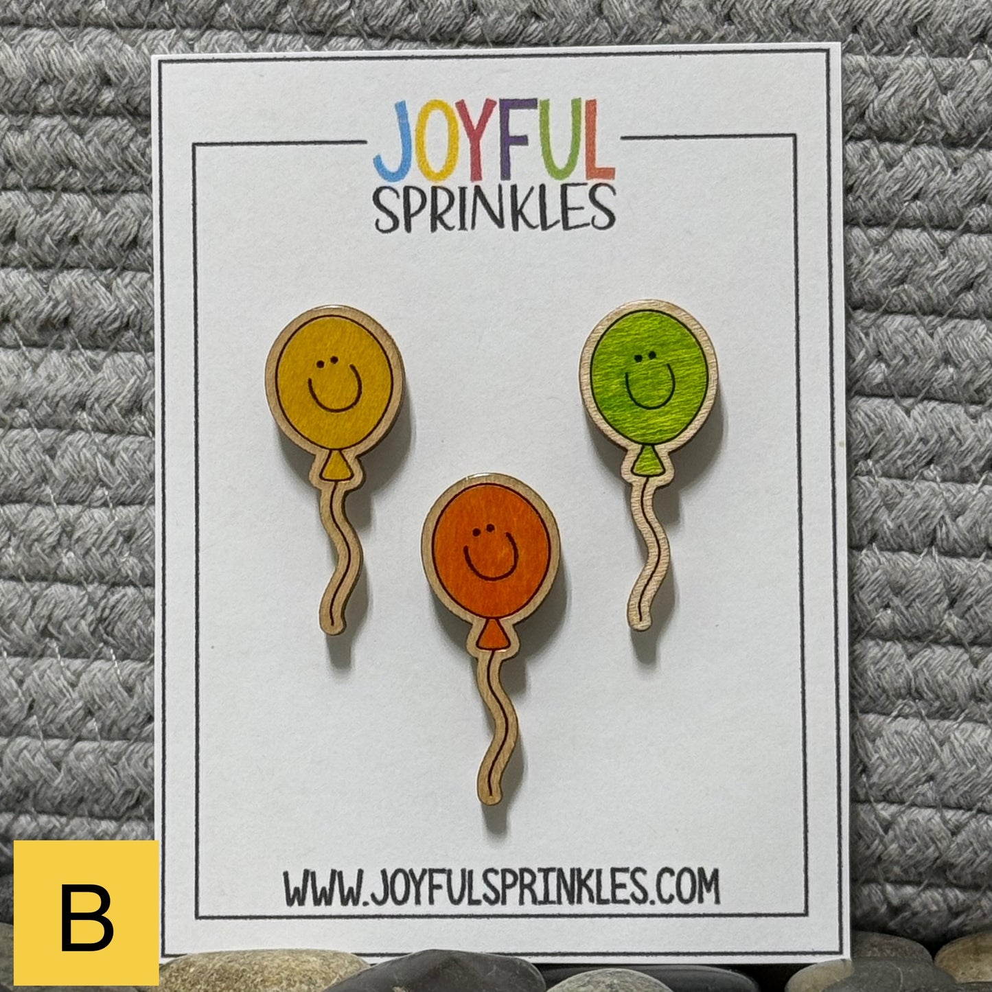Wood Balloon Magnet Set, Handcrafted