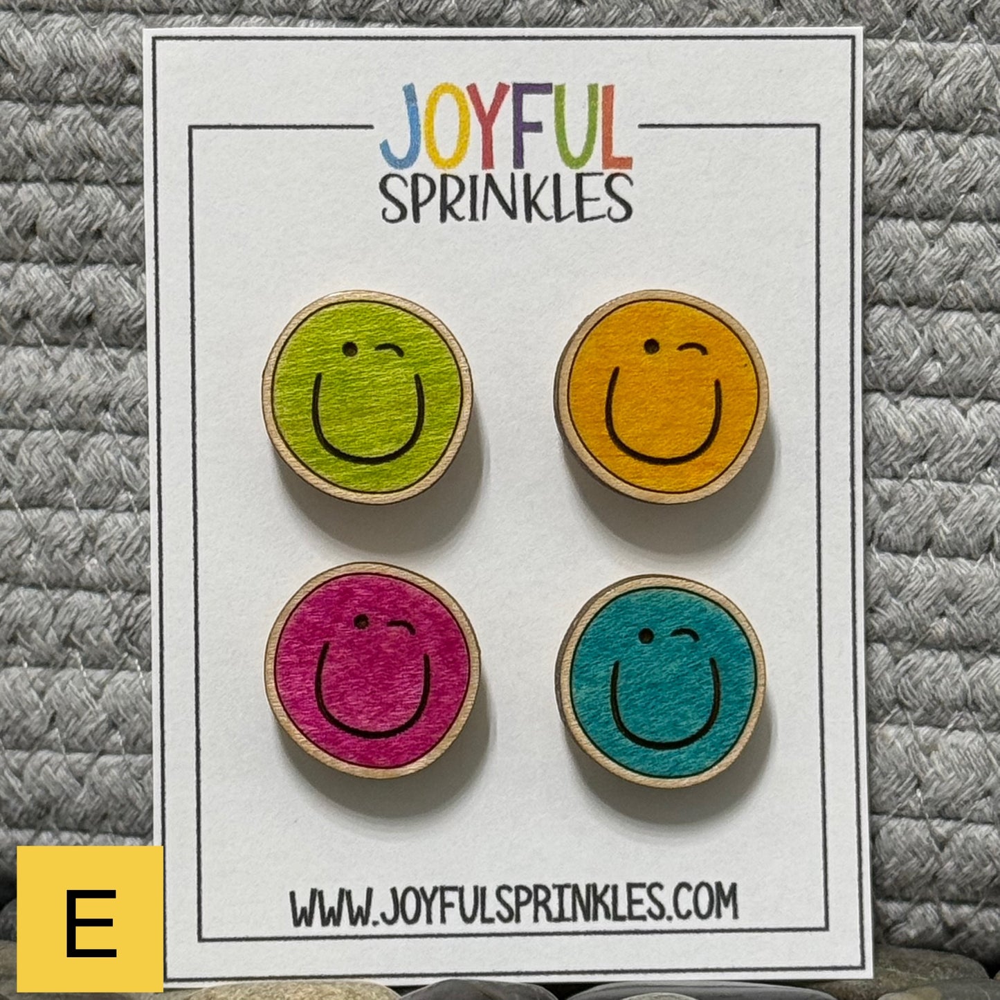 Wood Winking Face Magnet Set, Handcrafted