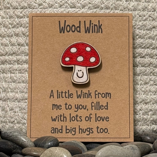 Wood Wink Mushroom Hug Card Gift