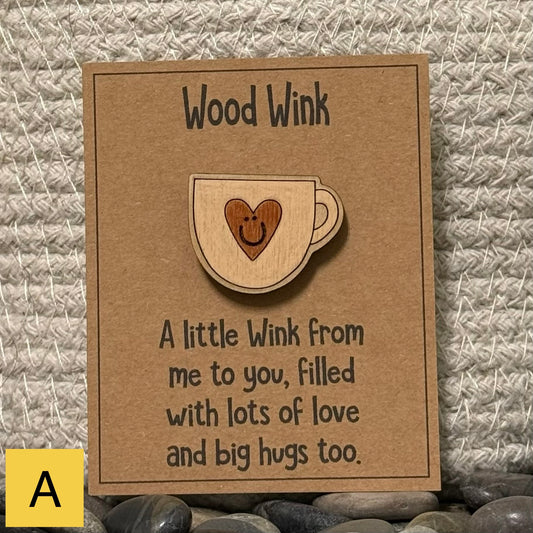 Wood Wink Heart Mug Coffee Hug Card Gift