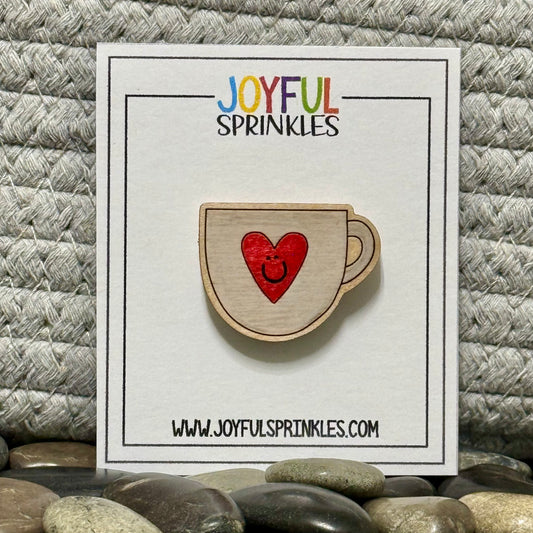 Wood Coffee Cup Magnet, Handcrafted