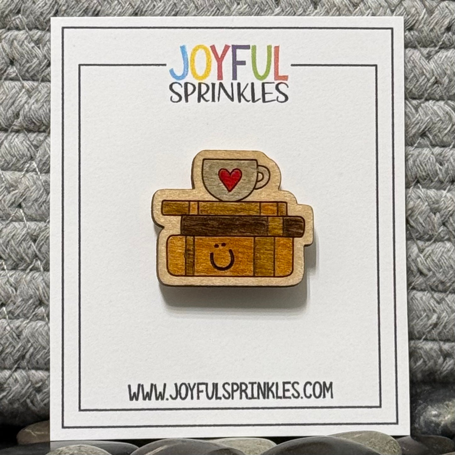 Wood Stacked Book Coffee Magnet, Handcrafted