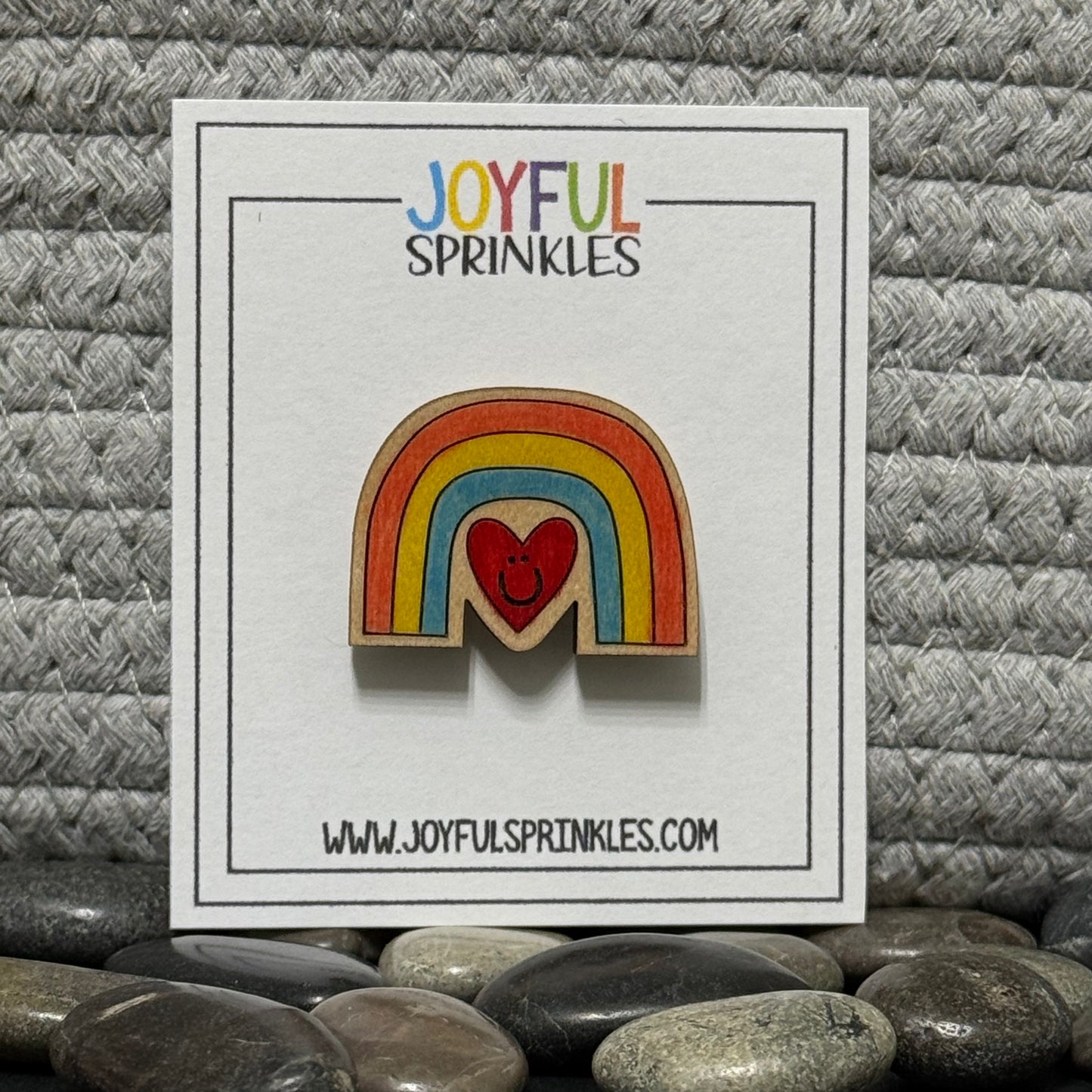 Wood Rainbow Heart Magnet, Handcrafted