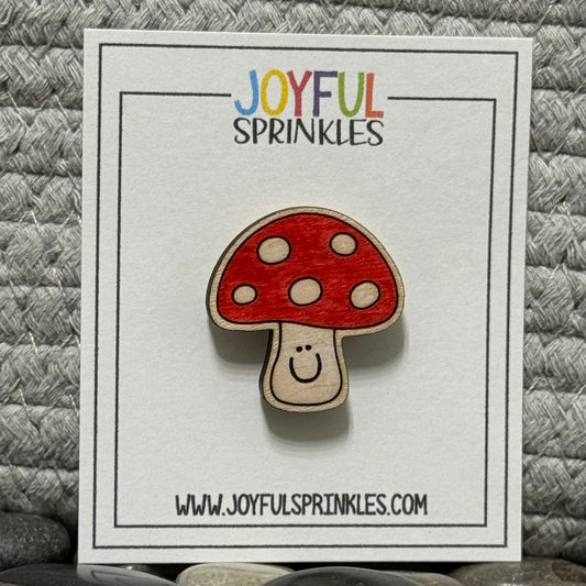 Wood Mushroom Magnet, Handcrafted
