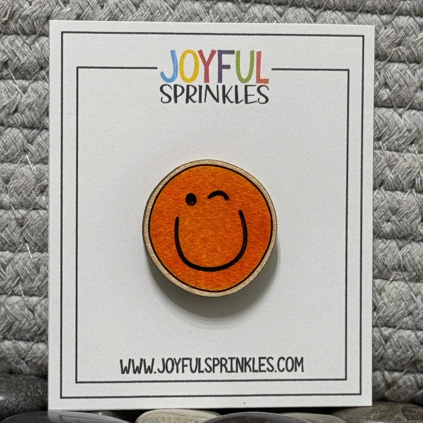 Wood Winking Face Magnet, Handcrafted