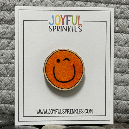 Wood Winking Face Magnet, Handcrafted