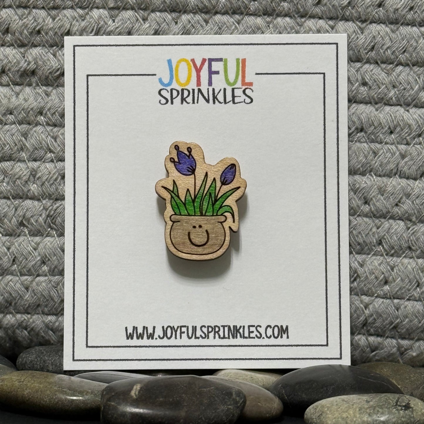 Wood Potted Tulip Magnet, Handcrafted