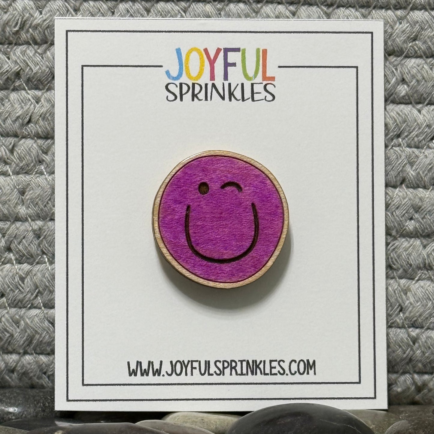 Wood Winking Face Magnet, Handcrafted