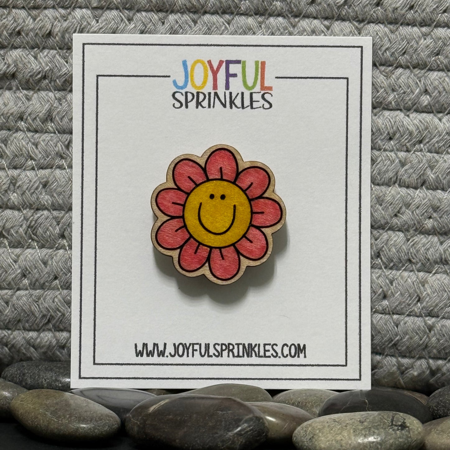 Wood Flower Magnet, Handcrafted
