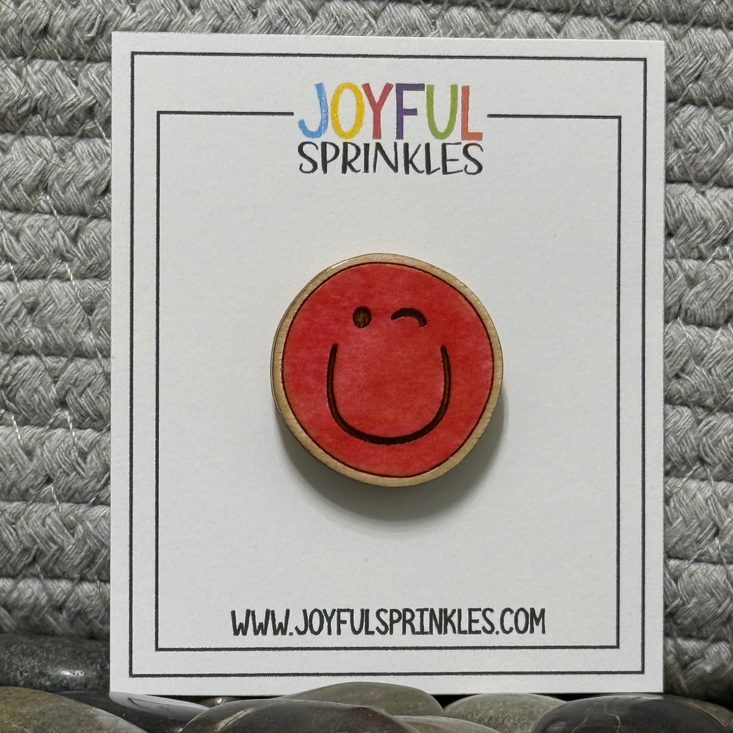 Wood Winking Face Magnet, Handcrafted