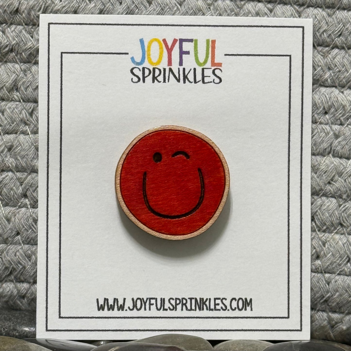 Wood Winking Face Magnet, Handcrafted