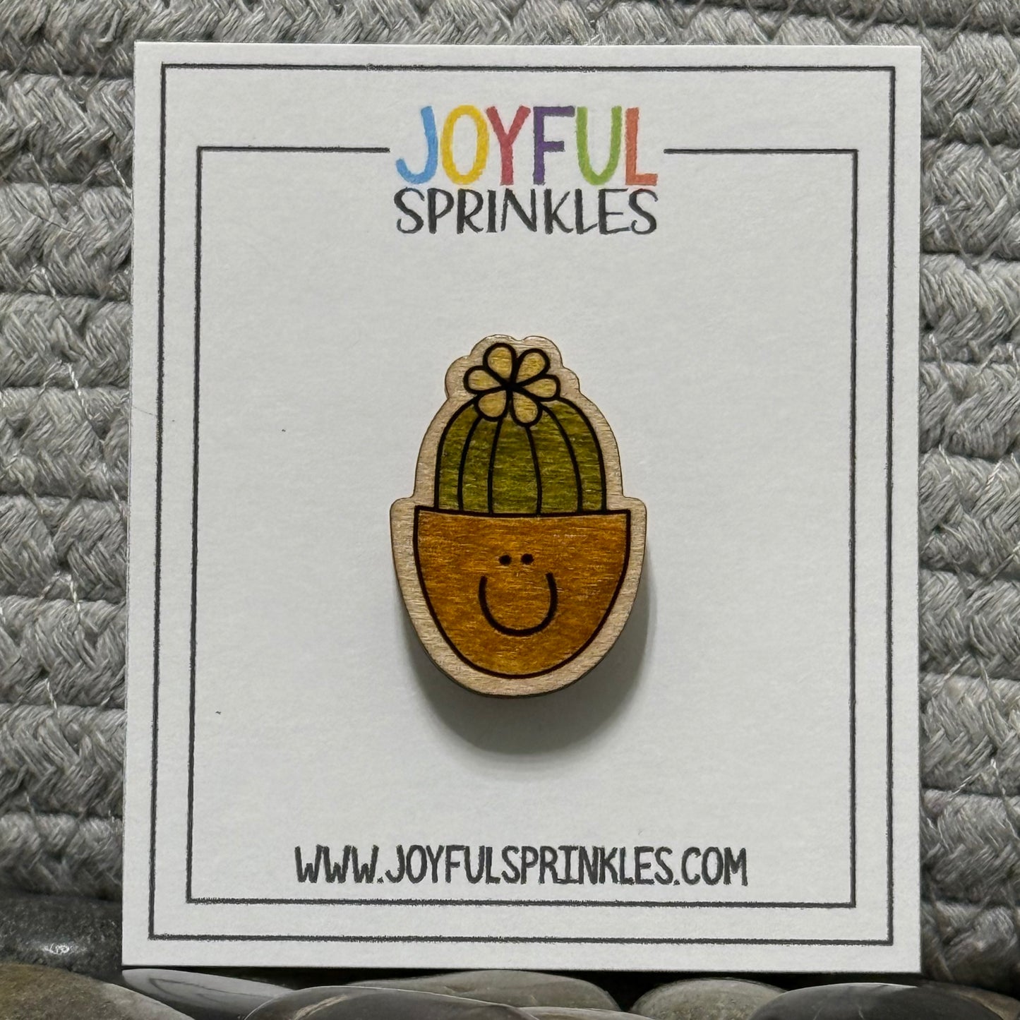 Wood Cactus Magnet, Handcrafted