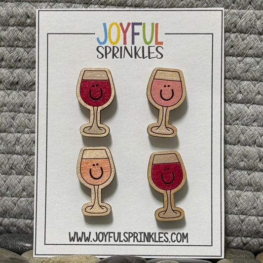 Wood Happy Wine Glass Magnet Set, Handcrafted