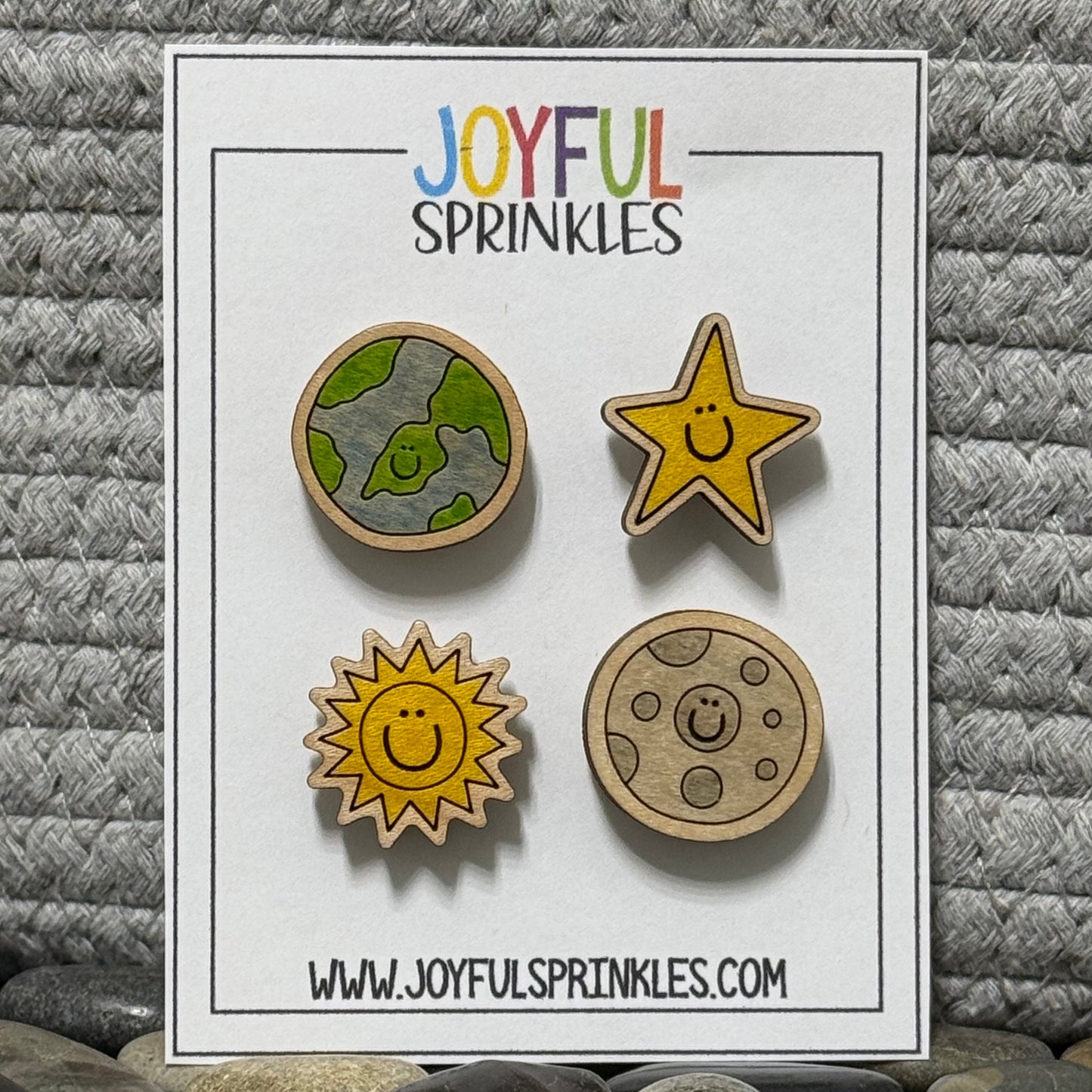 Wood Space Magnet Set, Handcrafted