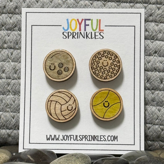 Wood Sport Mini Magnet Set, Handcrafted