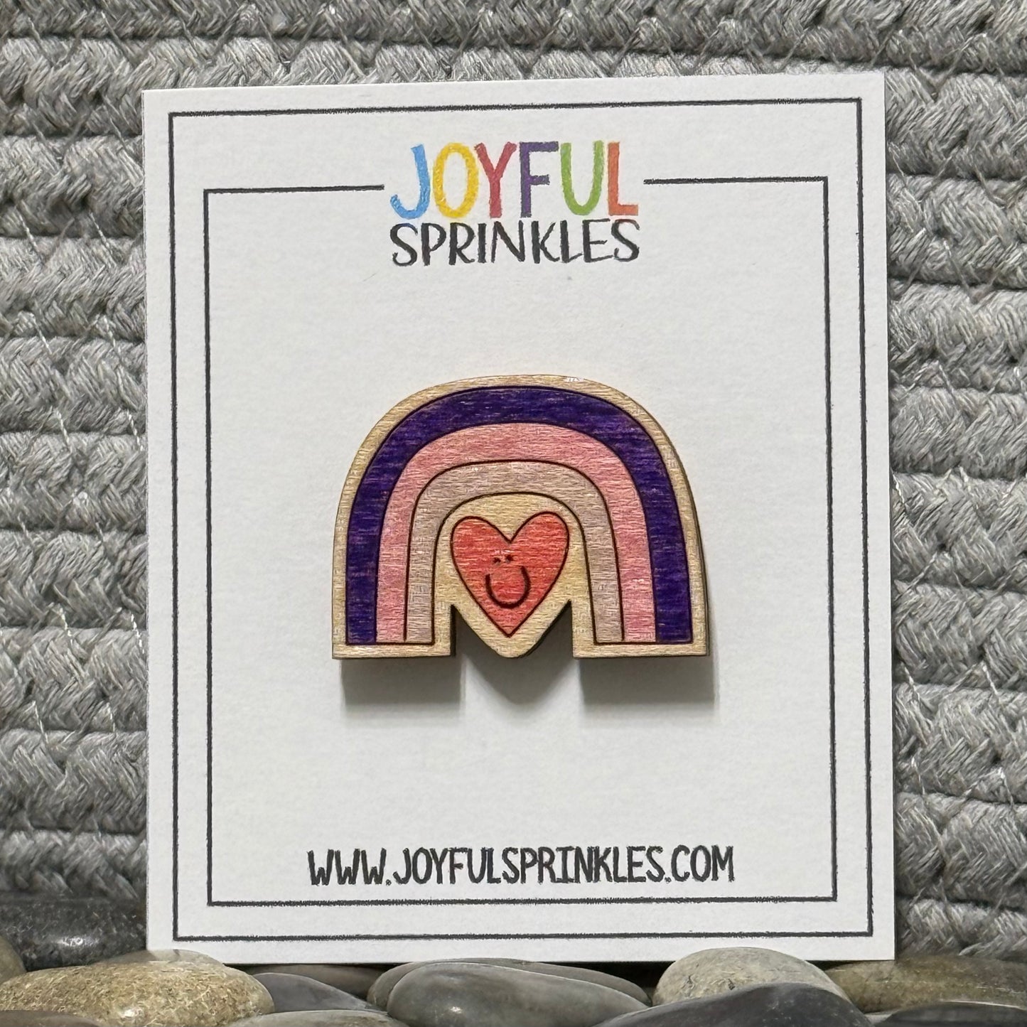 Wood Rainbow Heart Magnet, Handcrafted