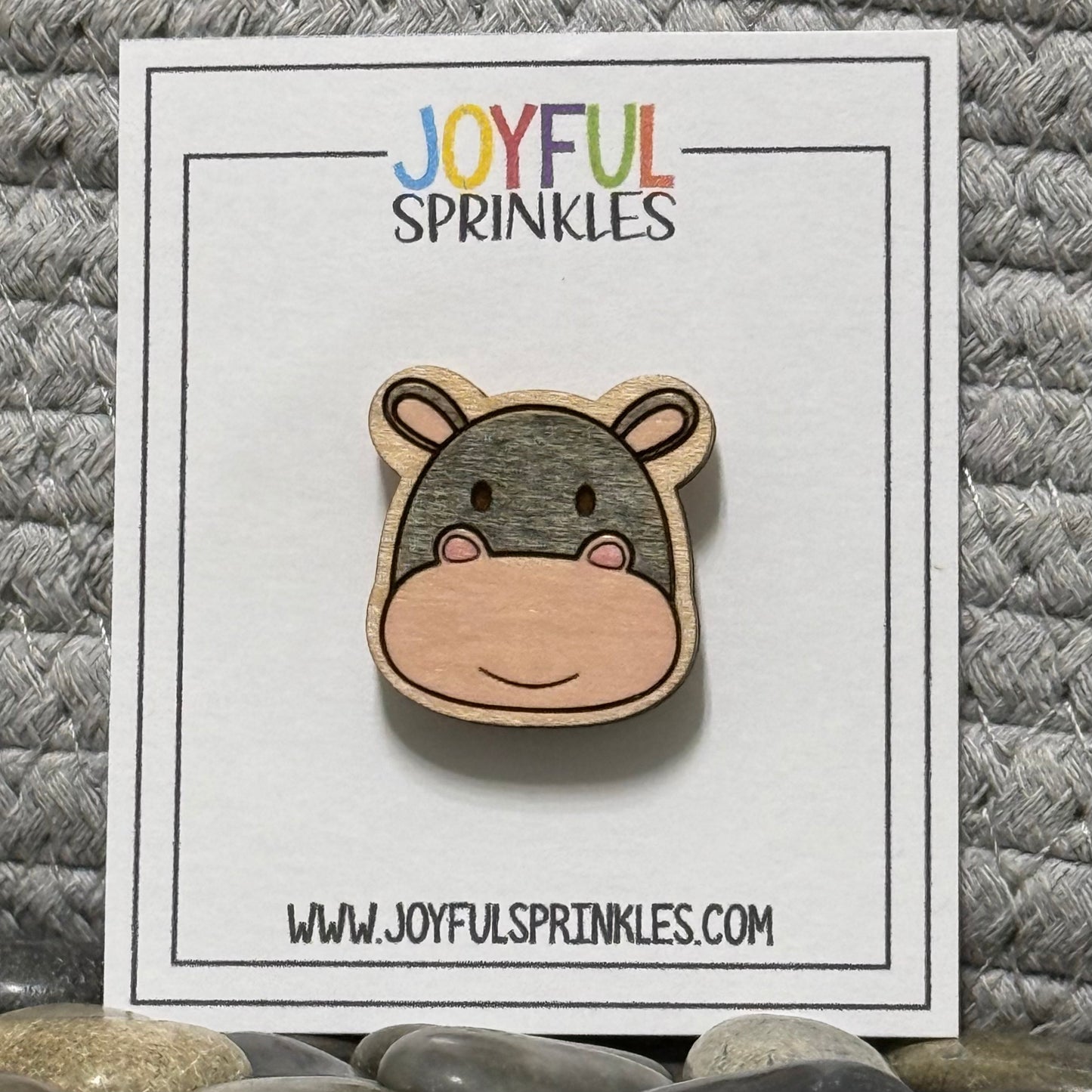 Wood Hippo Animal Magnet, Handcrafted
