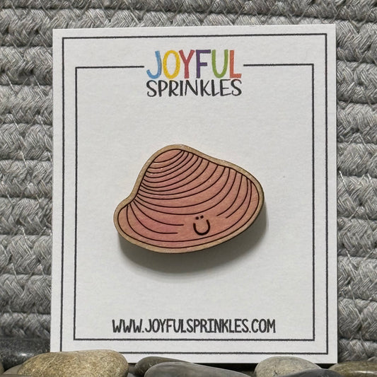 Wood Clam Magnet, Handcrafted