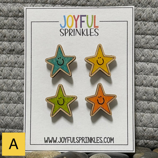 Wood Star Magnet Set, Handcrafted