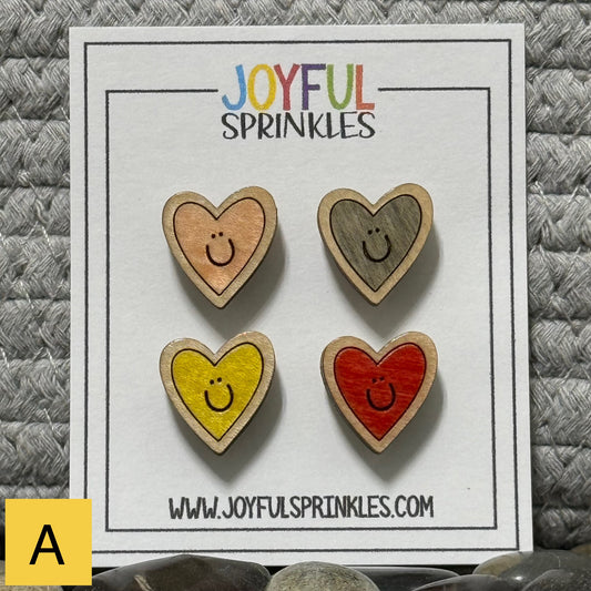 Wood Heart Mini Magnet Set, Handcrafted
