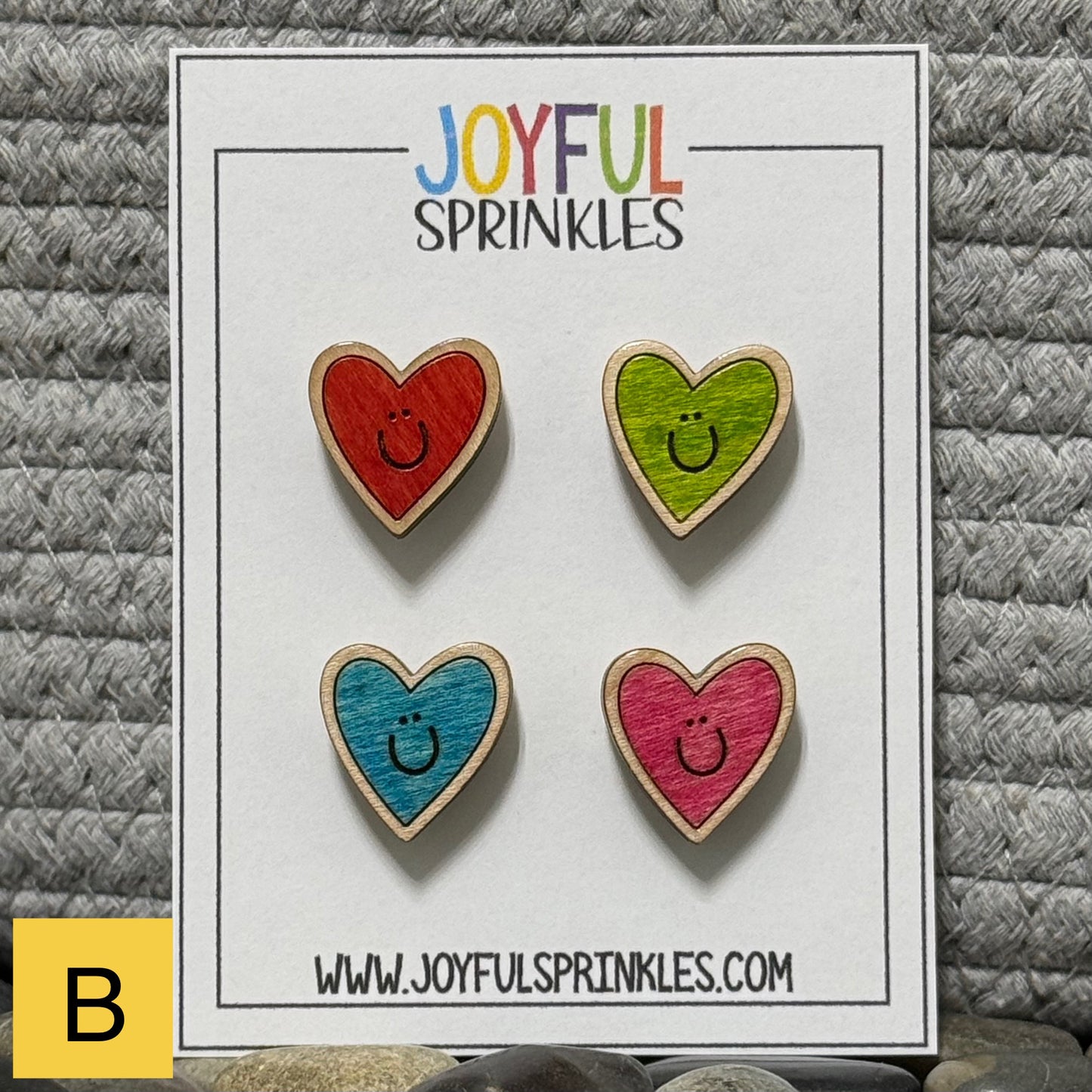 Wood Heart Mini Magnet Set, Handcrafted