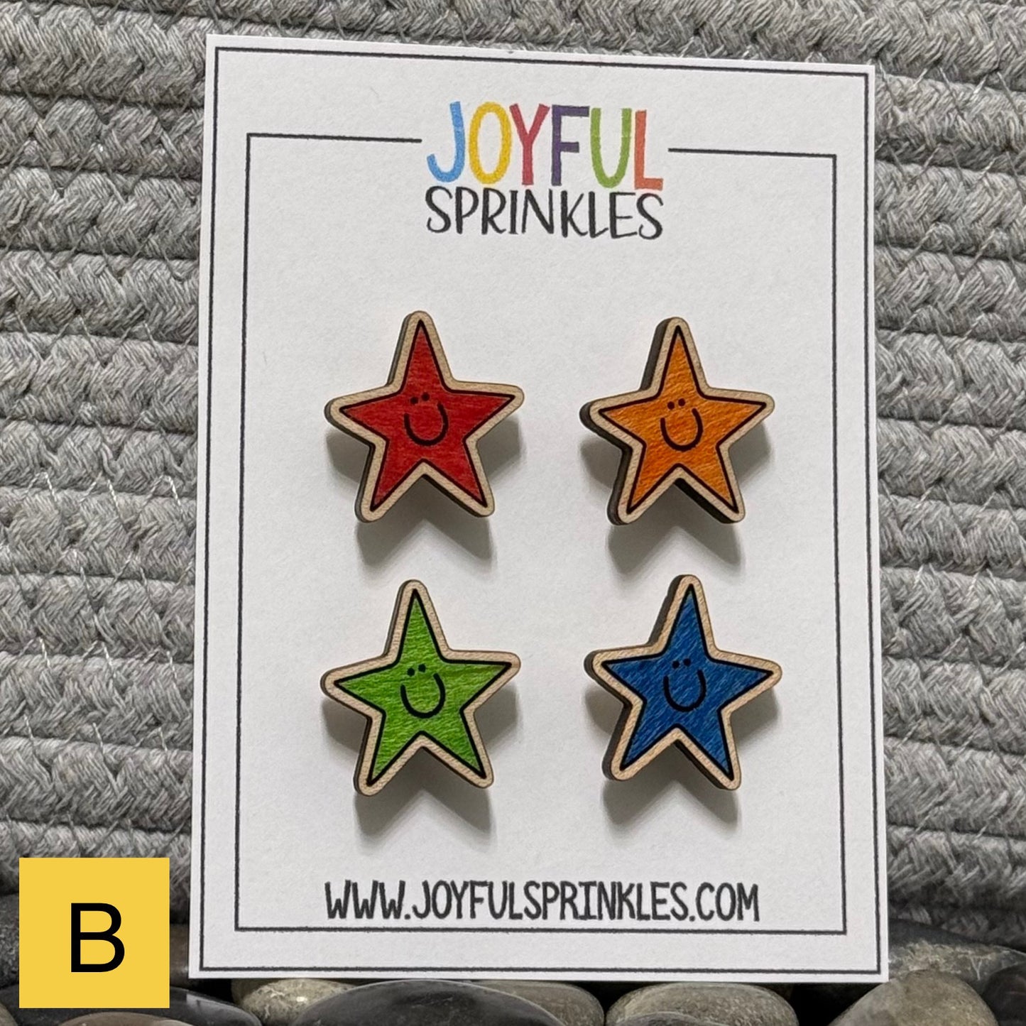 Wood Star Magnet Set, Handcrafted
