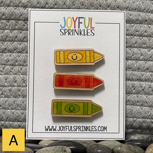 Wood Crayon Magnet Set, Handcrafted